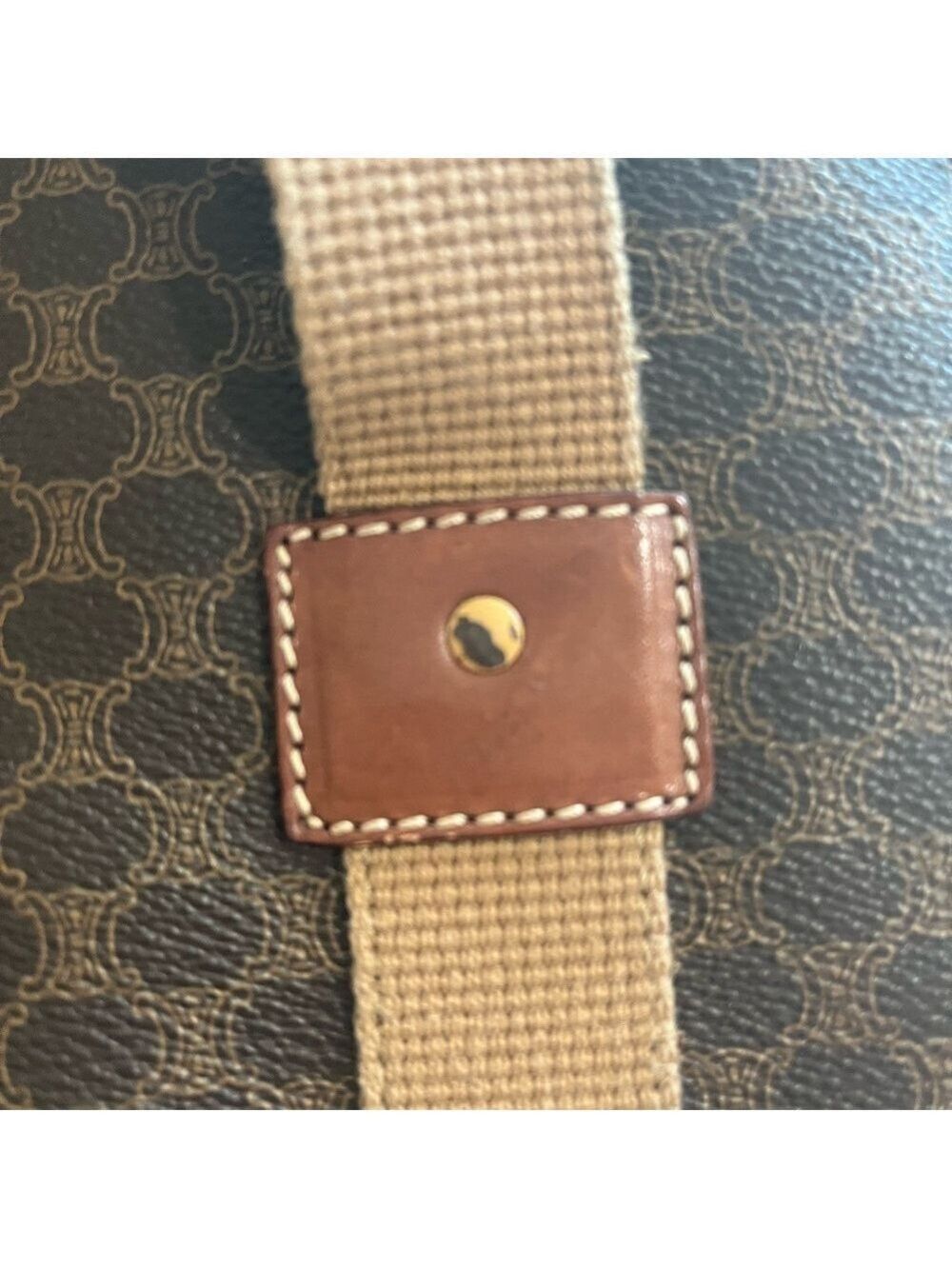 CELINE BROWN MACADAM COATED CANVAS JUMBO ZIPPERED TOTE - Picture 5 of 16